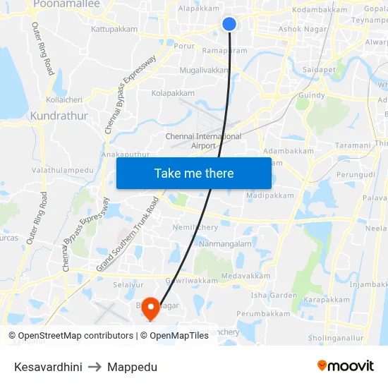 Kesavardhini to Mappedu map