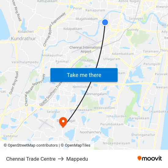 Chennai Trade Centre to Mappedu map
