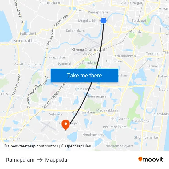Ramapuram to Mappedu map