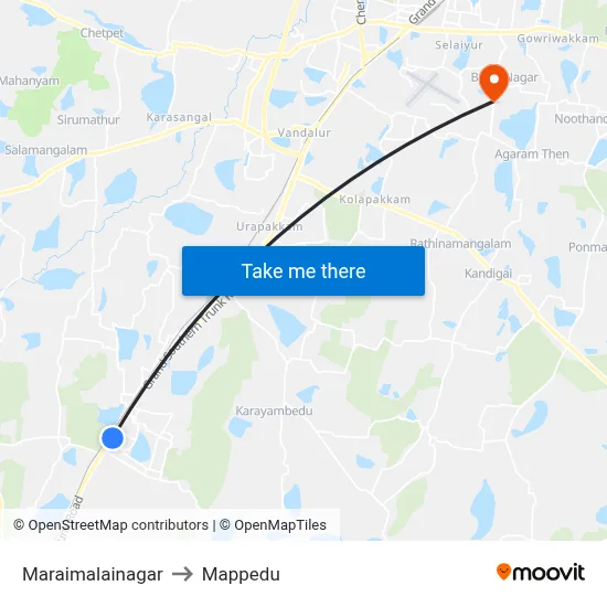 Maraimalainagar to Mappedu map
