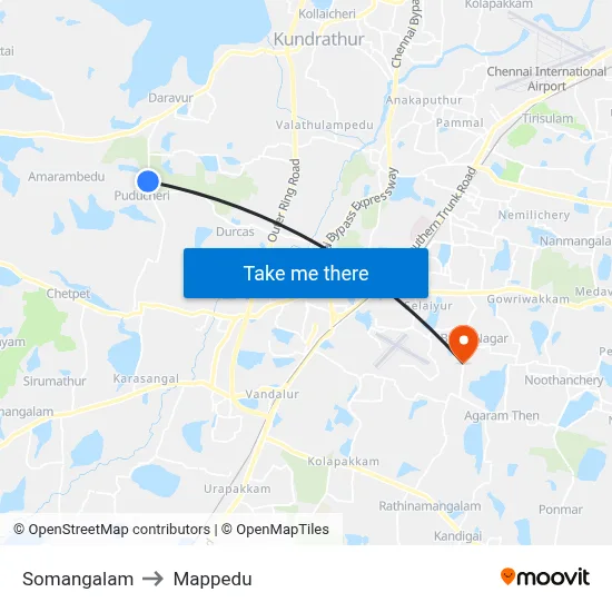 Somangalam to Mappedu map