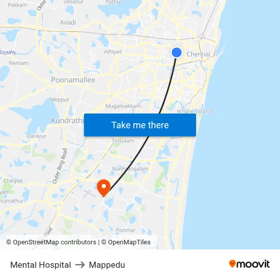 Mental Hospital to Mappedu map
