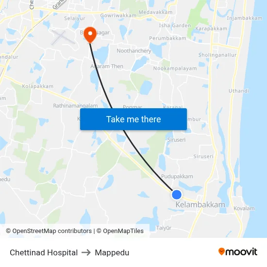 Chettinad Hospital to Mappedu map