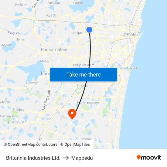 Britannia Industries Ltd. to Mappedu map