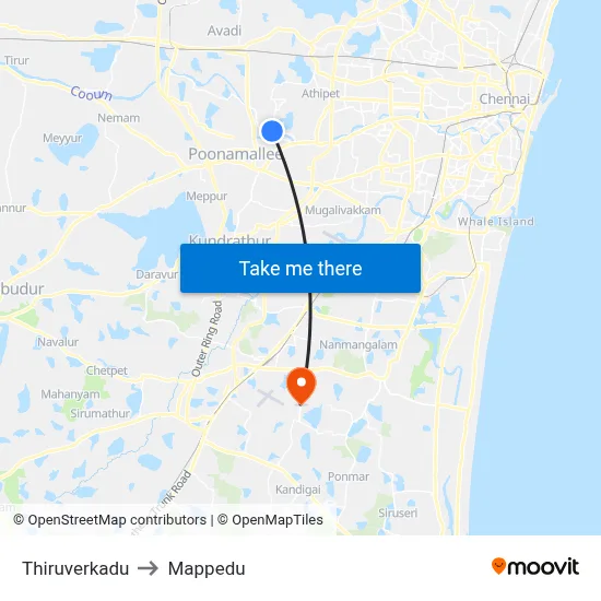 Thiruverkadu to Mappedu map