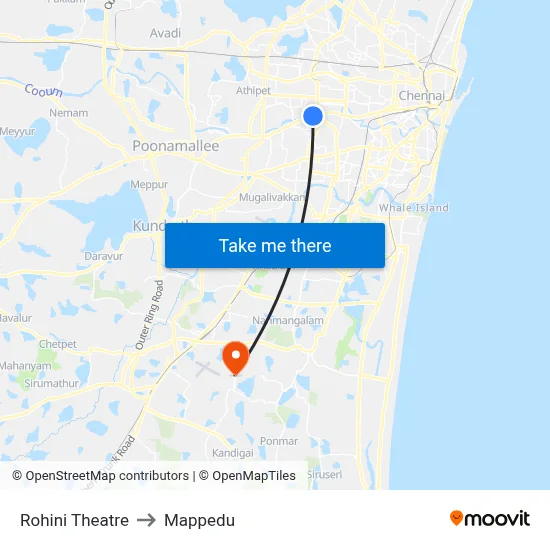Rohini Theatre to Mappedu map