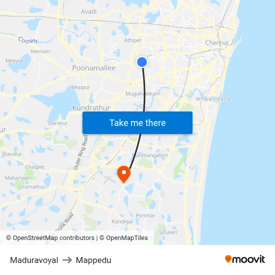 Maduravoyal to Mappedu map