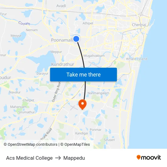 Acs Medical College to Mappedu map