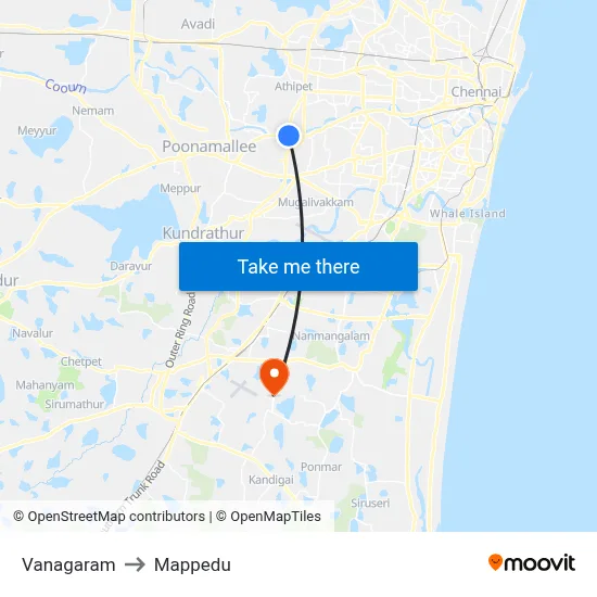 Vanagaram to Mappedu map