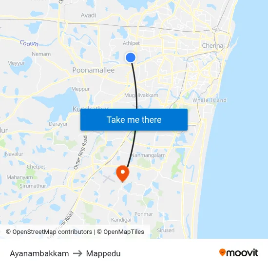 Ayanambakkam to Mappedu map
