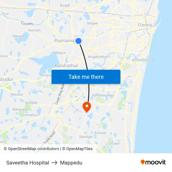 Saveetha Hospital to Mappedu map