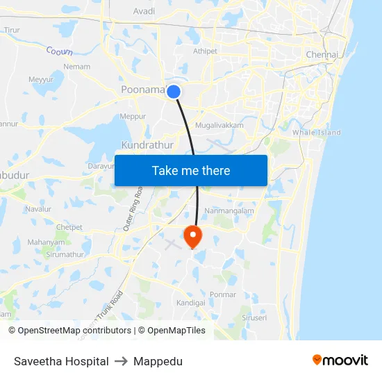 Saveetha Hospital to Mappedu map