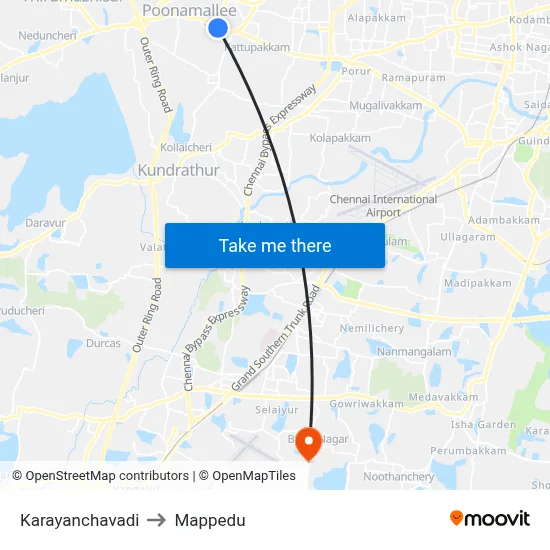 Karayanchavadi to Mappedu map