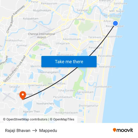 Rajaji Bhavan to Mappedu map