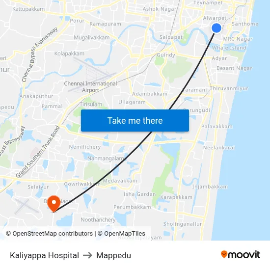 Kaliyappa Hospital to Mappedu map