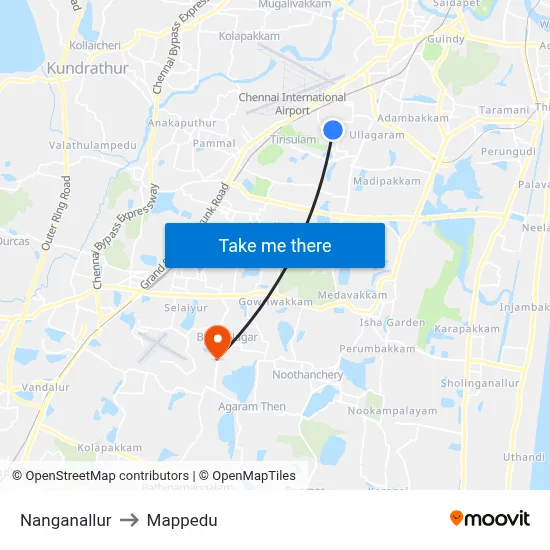 Nanganallur to Mappedu map
