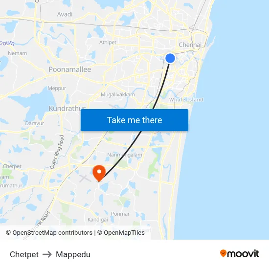 Chetpet to Mappedu map