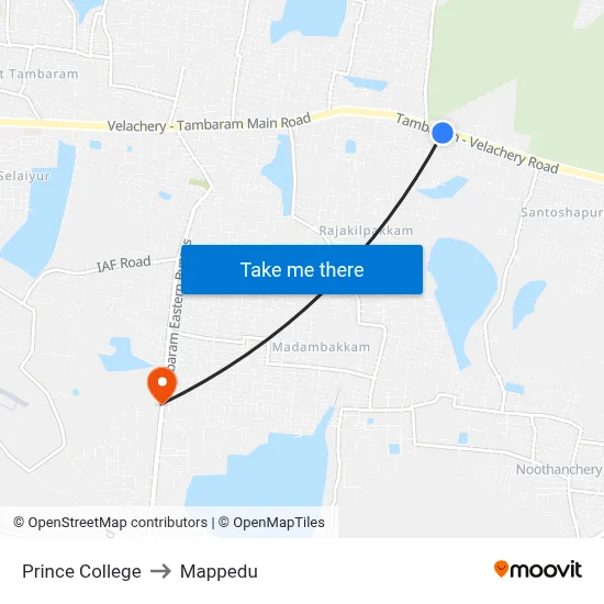 Prince College to Mappedu map