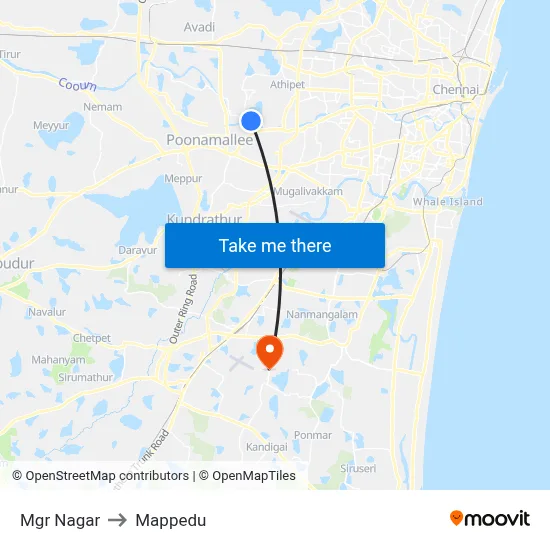 Mgr Nagar to Mappedu map