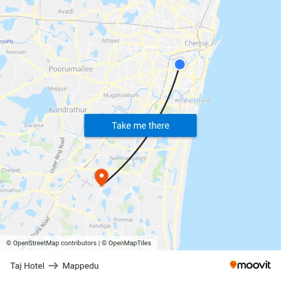 Taj Hotel to Mappedu map