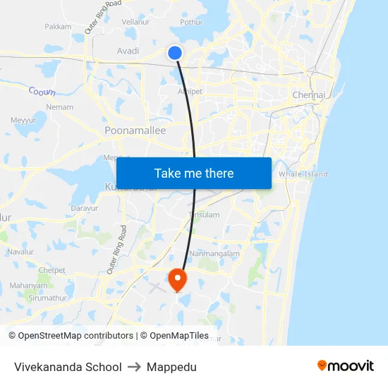 Vivekananda School to Mappedu map