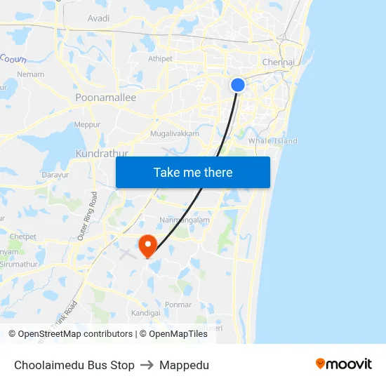 Choolaimedu Bus Stop to Mappedu map
