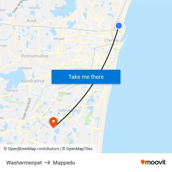 Washermenpet to Mappedu map