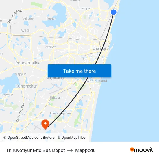 Thiruvotiyur Mtc Bus Depot to Mappedu map