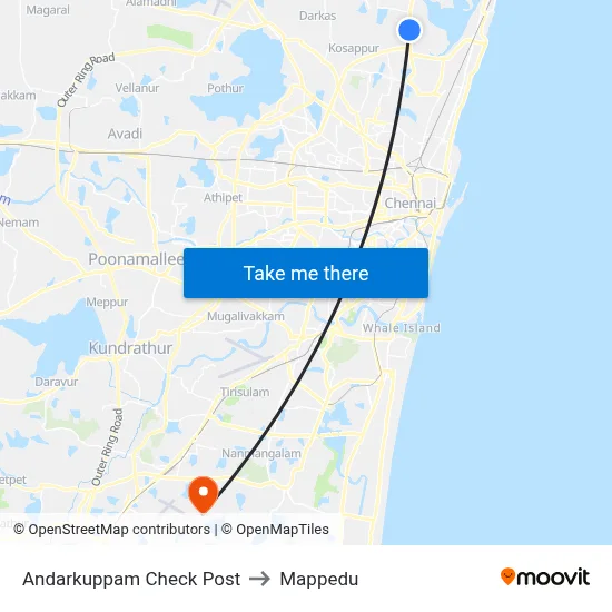 Andarkuppam Check Post to Mappedu map