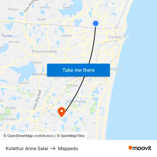 Kolathur Anna Salai to Mappedu map