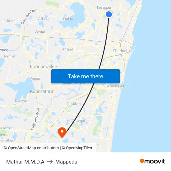 Mathur M.M.D.A to Mappedu map