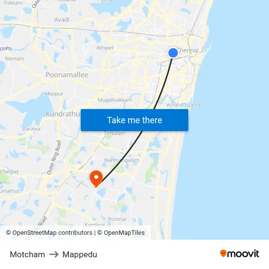 Motcham to Mappedu map