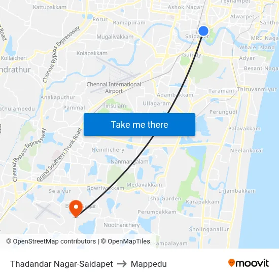 Thadandar Nagar-Saidapet to Mappedu map