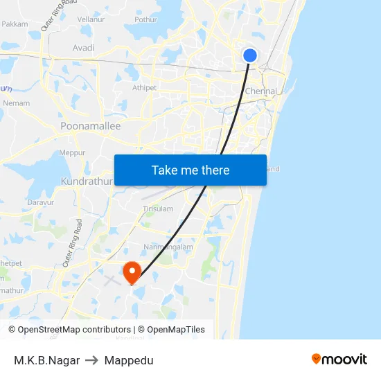 M.K.B.Nagar to Mappedu map