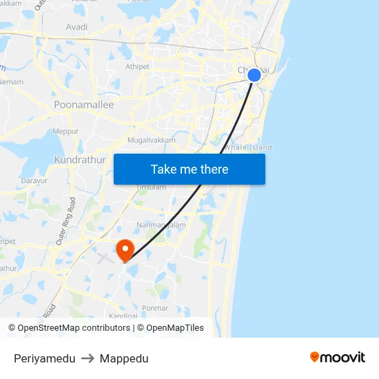 Periyamedu to Mappedu map