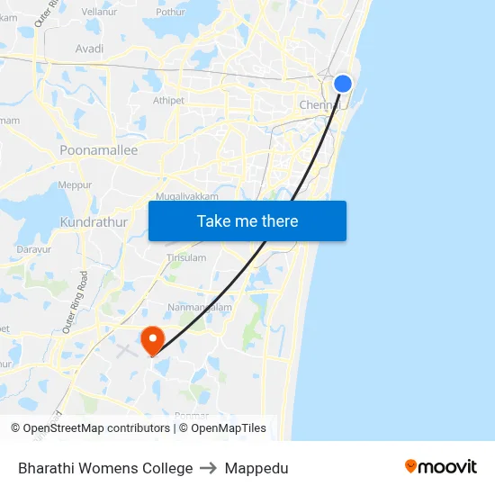 Bharathi Womens College to Mappedu map