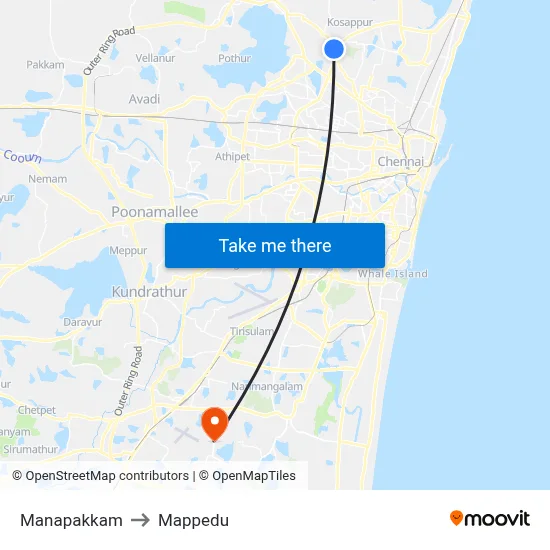 Manapakkam to Mappedu map