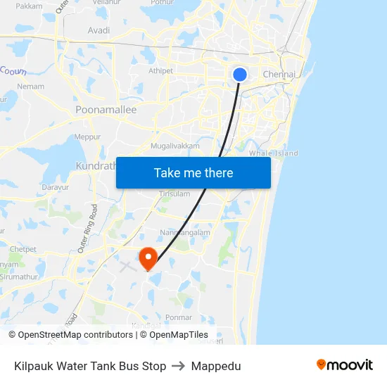 Kilpauk Water Tank Bus Stop to Mappedu map