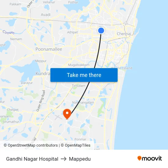 Gandhi Nagar Hospital to Mappedu map