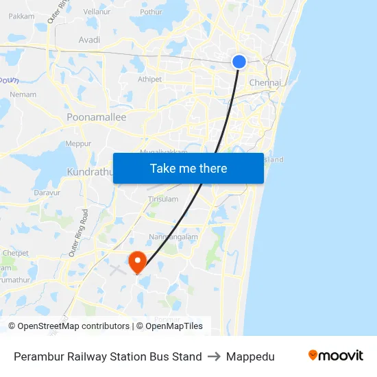 Perambur Railway Station Bus Stand to Mappedu map