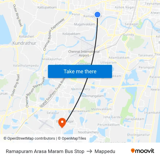 Ramapuram Arasa Maram Bus Stop to Mappedu map