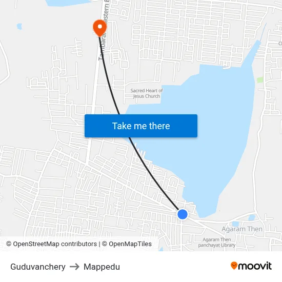 Guduvanchery to Mappedu map