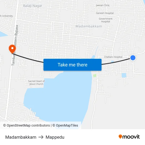Madambakkam to Mappedu map