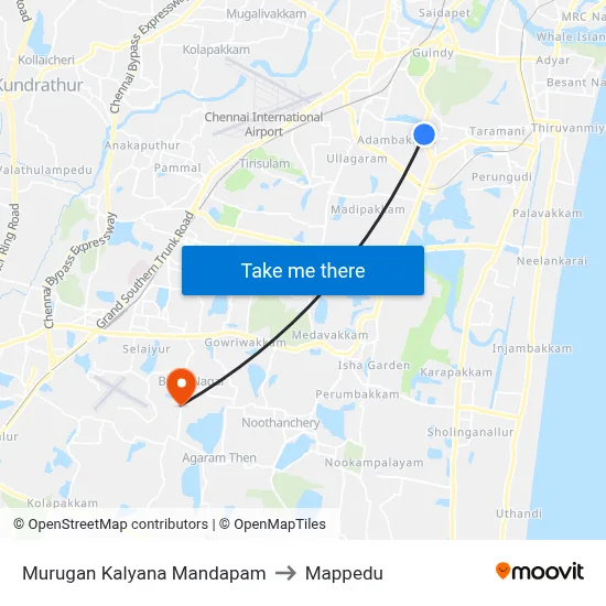 Murugan Kalyana Mandapam to Mappedu map
