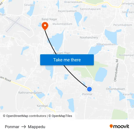 Ponmar to Mappedu map