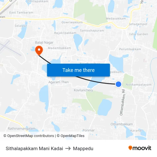 Sithalapakkam Mani Kadai to Mappedu map