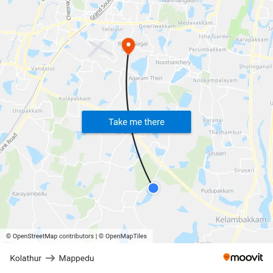 Kolathur to Mappedu map