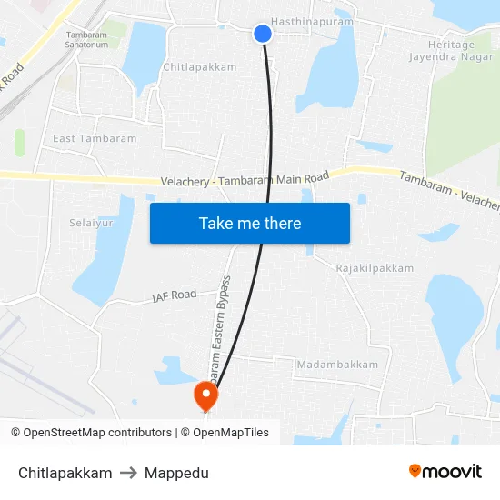 Chitlapakkam to Mappedu map