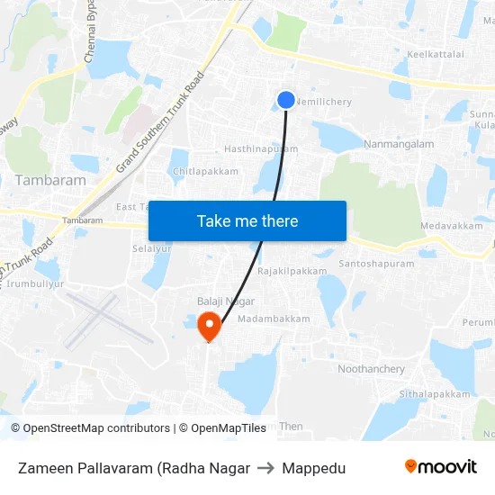 Zameen Pallavaram (Radha Nagar to Mappedu map