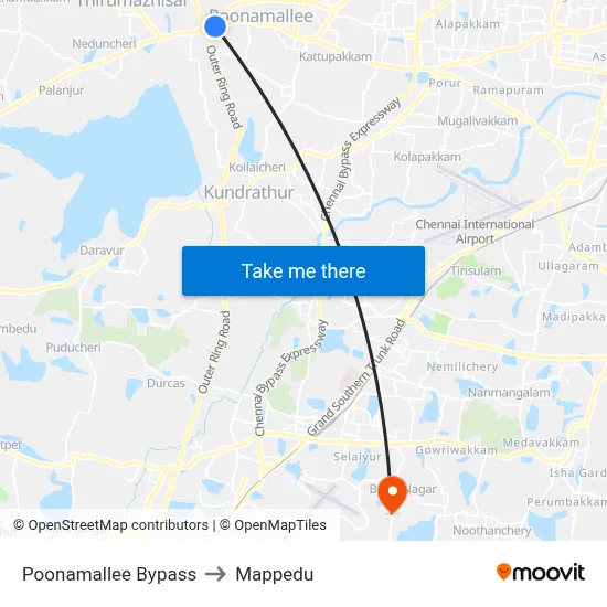 Varadarajapuram to Mappedu map